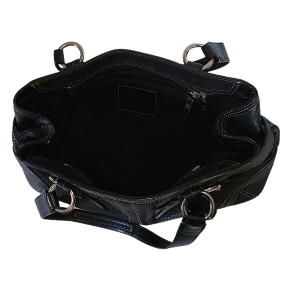 COACH HAMPTON BLACK PEBBLE GRAIN LEATHER TOTE BAG - Picture 4 of 12